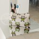 Colourful half-linen cosmetic bag "Owls green"